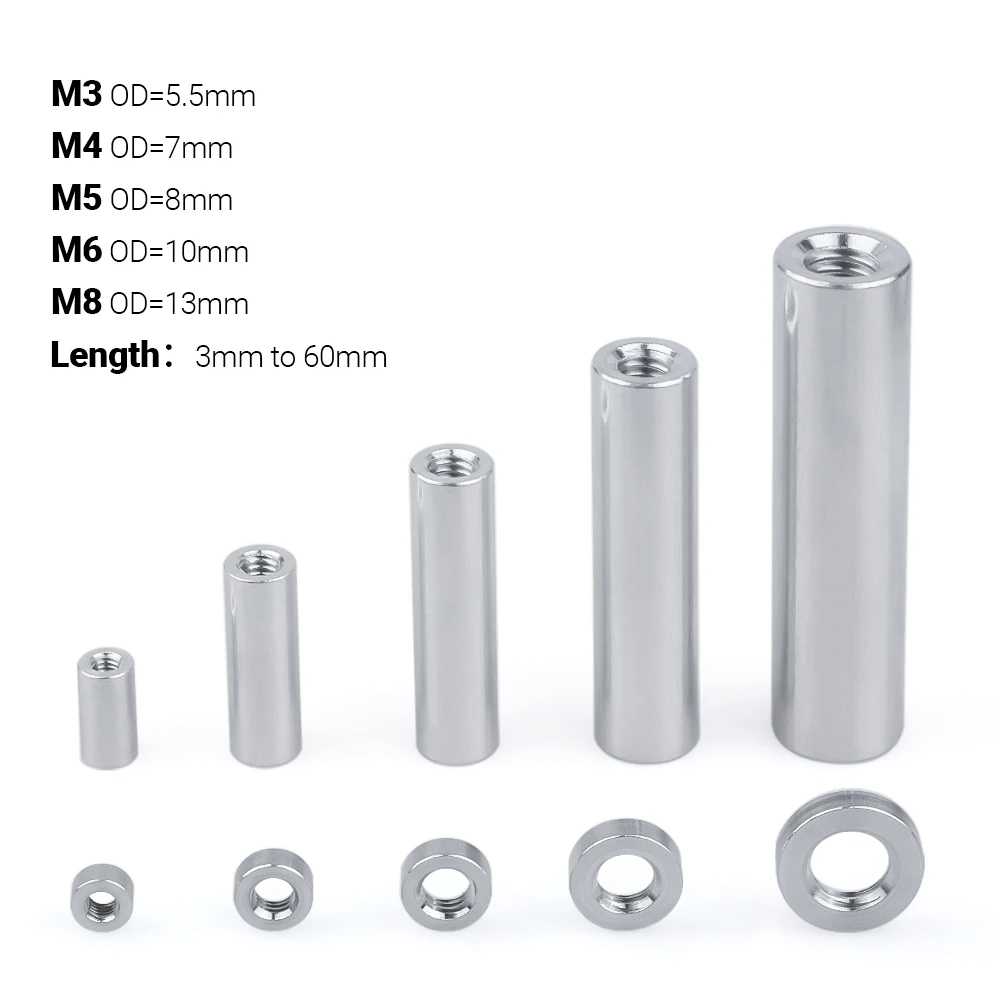 10pcs/Lot M3 M4 M5 M6 M8 Aluminium Threaded Round Spacers Flat Washer
