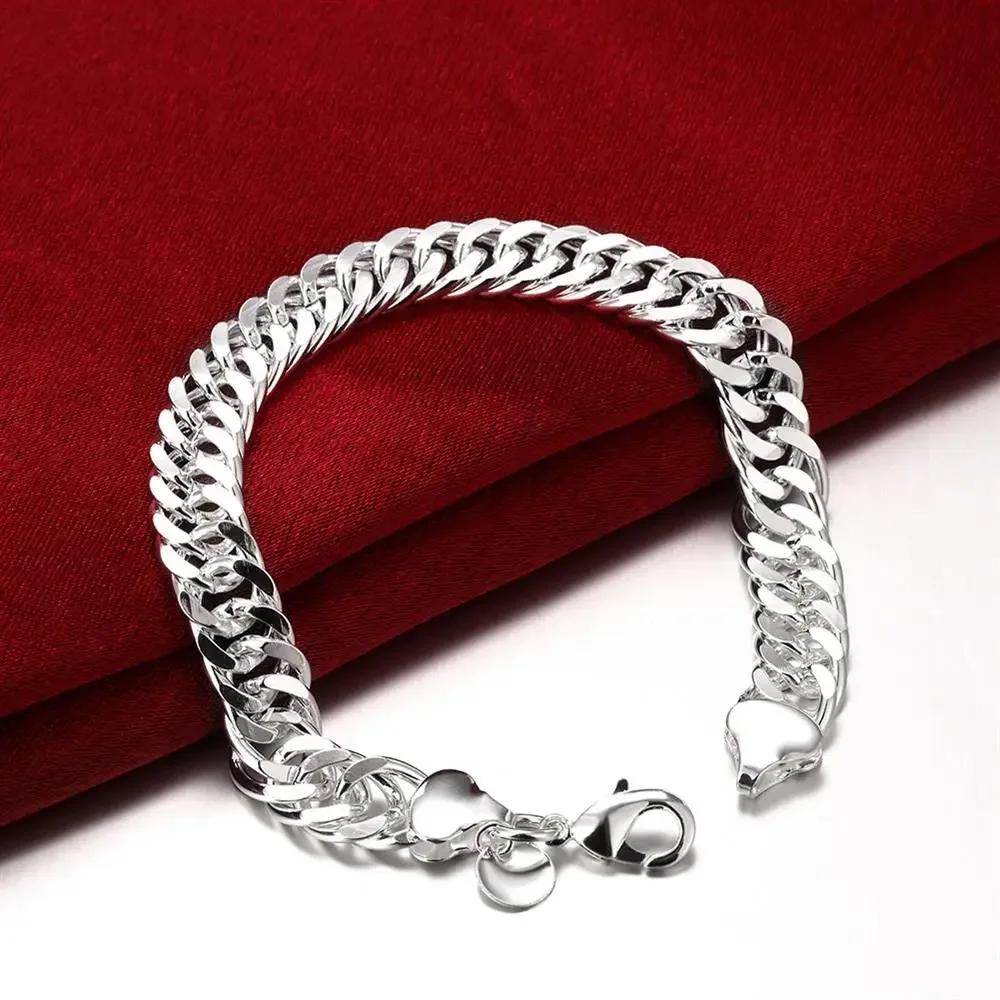 925 Sterling Silver 10MM Chain 20/24 inch Bracelets necklace Jewelry set classic for men Fashion Party wedding Solid noble silver jewelry set jewelry set silver jewelry