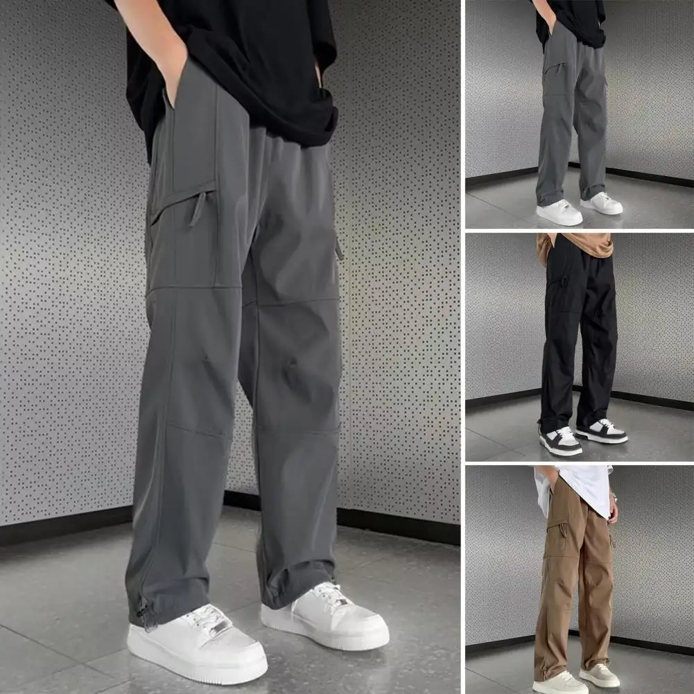 

Soft Touch Pants Streetwear Men's Wide Leg Pants with Multi Pockets Soft Breathable Fabric for Casual Comfort Style Men Cargo