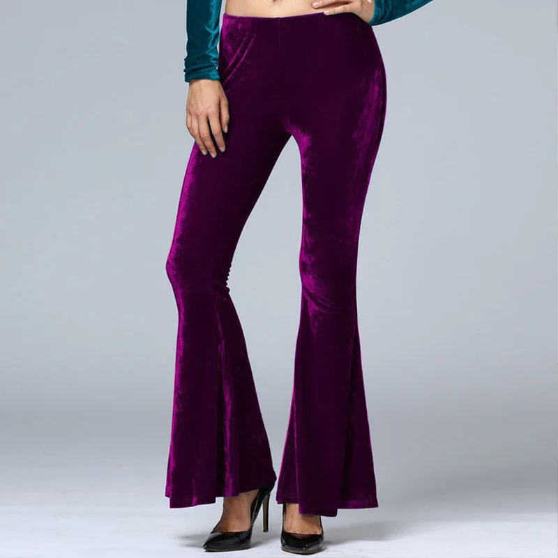 Women Pants Y2k Velvet Flares High 