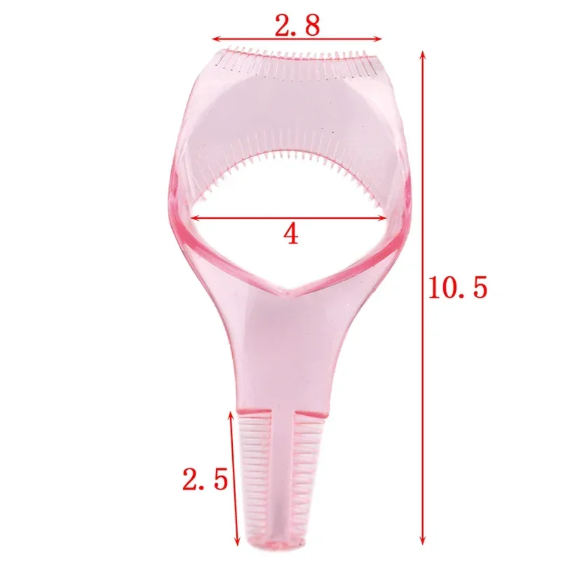 Description Picture 3 of item3 In 1 Makeup Mascara Shield Guard Eye Lash Mascara Applicator Comb Eyelash Curling Makeup Brush Curler Eye Makeup Stencils Pink