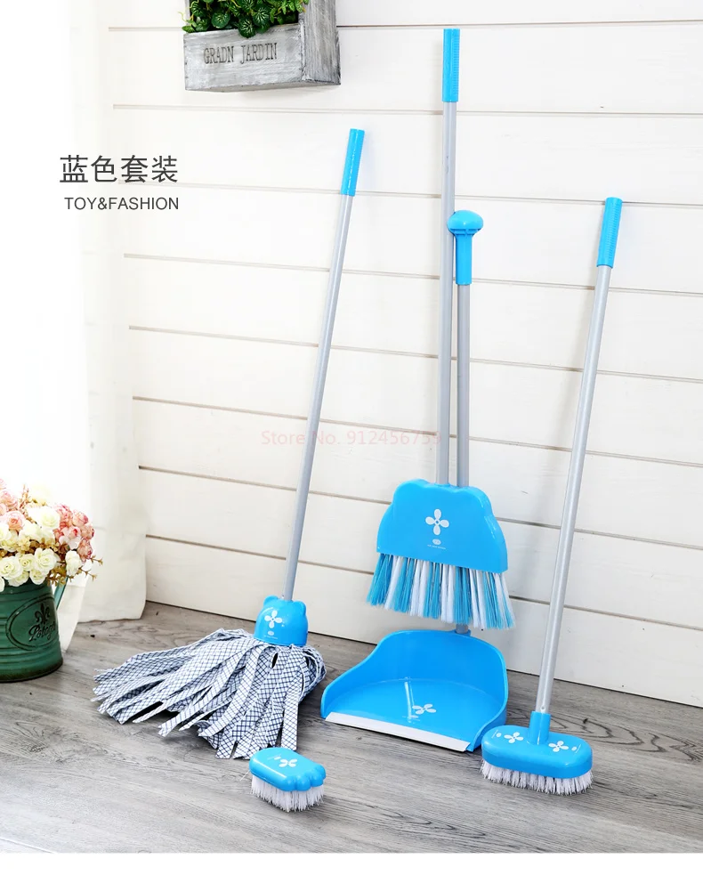 Children's Cleaning Toy Simulation Mini Sweeping Broom Set Baby Kindergarten Mop Dustpan Kids Play House Housework Suit 5