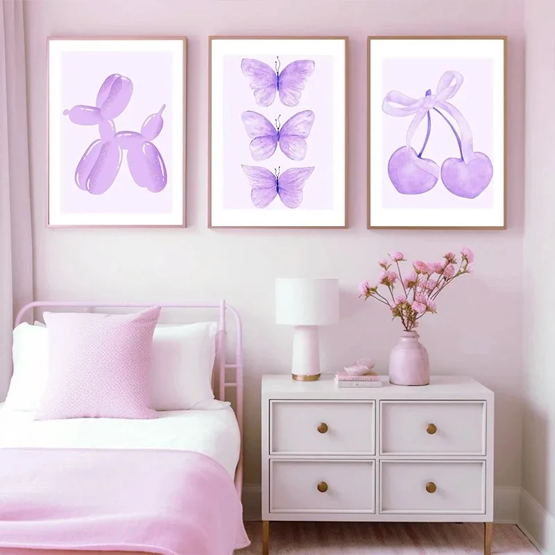 Chic Purple Abstract Art Canvas Print - Modern Living Room Decor