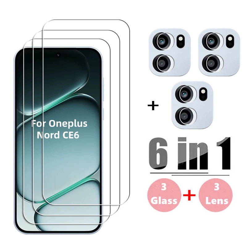 Premium 6-in-1 Tempered Glass & HD Protective Screen Protector with Camera Lens Film