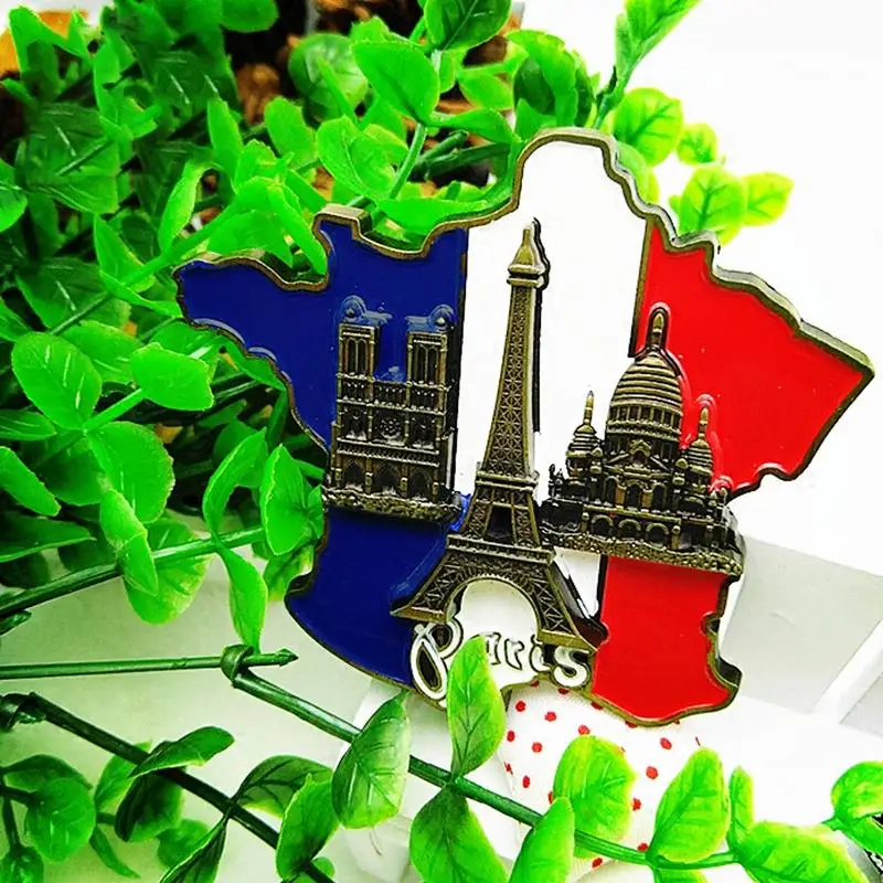 1 Pc Nieuwe Creatieve 3d Metalen Magneet Frankrijk Kaart Koelkast Sticker Hars Sticker Paris Toeristische Souvenir Home Decor
