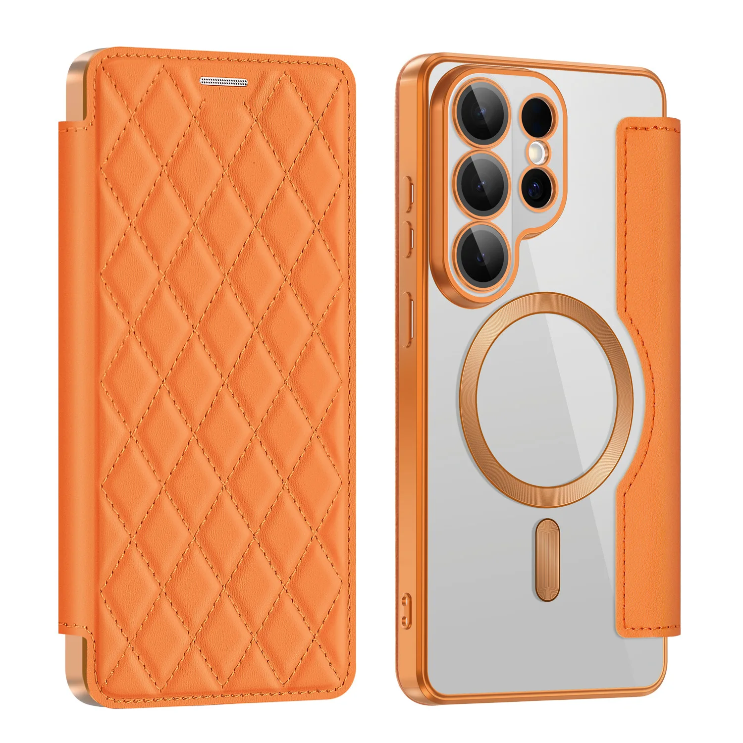 Handmade Leather Floral Pattern Flip Cover with Magnetic Closure