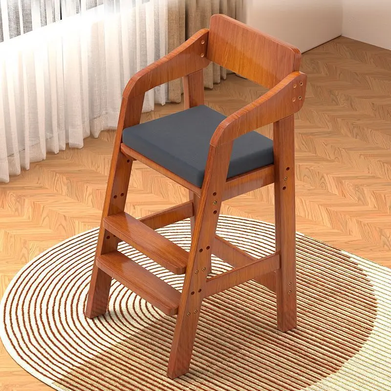 Wooden Kid High Chair Solid Wood Feeding Seat Restaurant High Chair Baby Dining For Toddlers Babies Studying Dining Eating