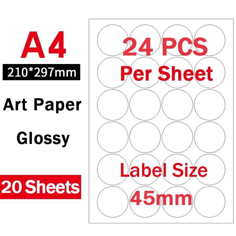 Étiquettes Brillantes blanches A4-1 (20 feuilles) - GALAXIE PAP