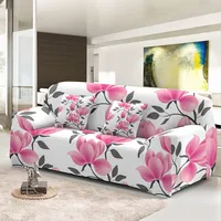 Magnolia Flowers Print Sofa Cover 1/2/3/4 Seater Stretch Slipcover For Living Room Washable Elastic Corner Couch Covers 2