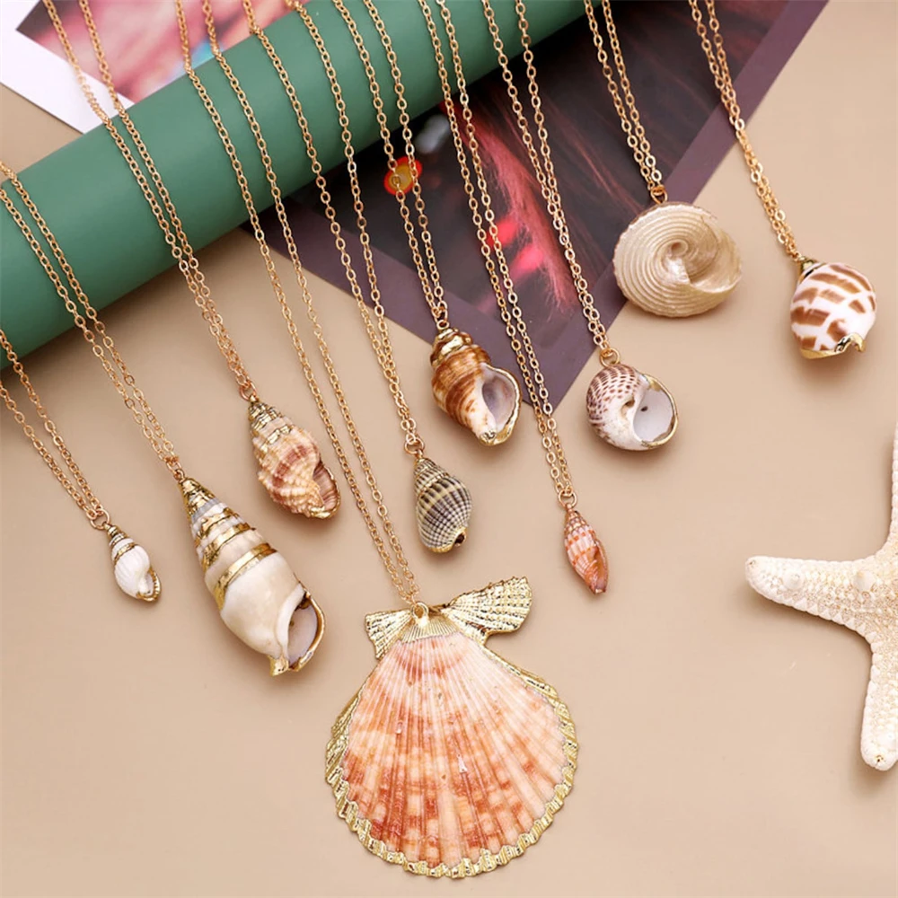 Shell Gold Necklace Boho Jewelry Nature Ocean Holiday