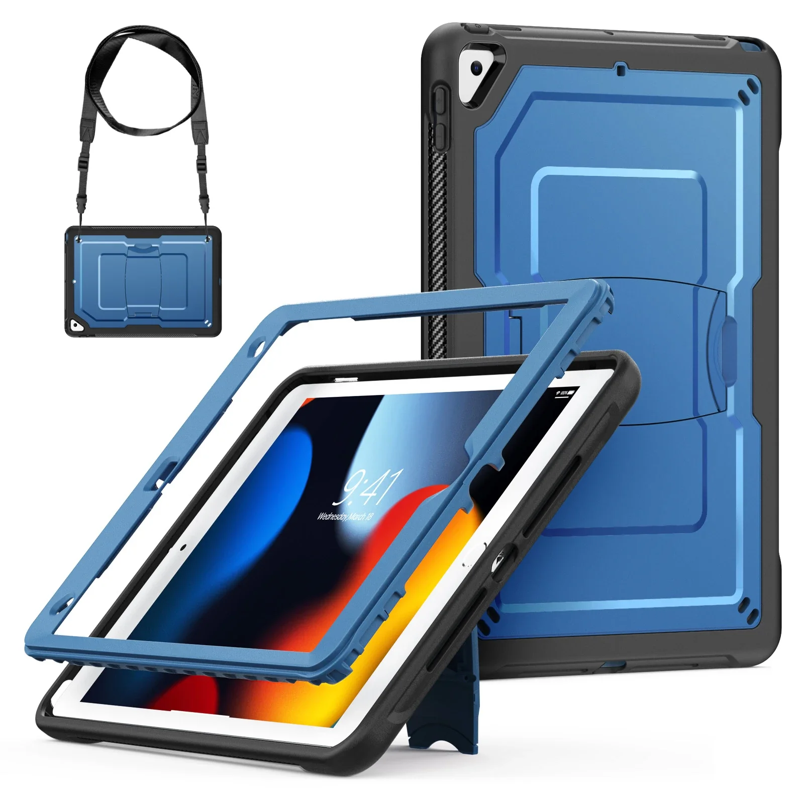 Shockproof Tablet Stand Cover with Shoulder Strap