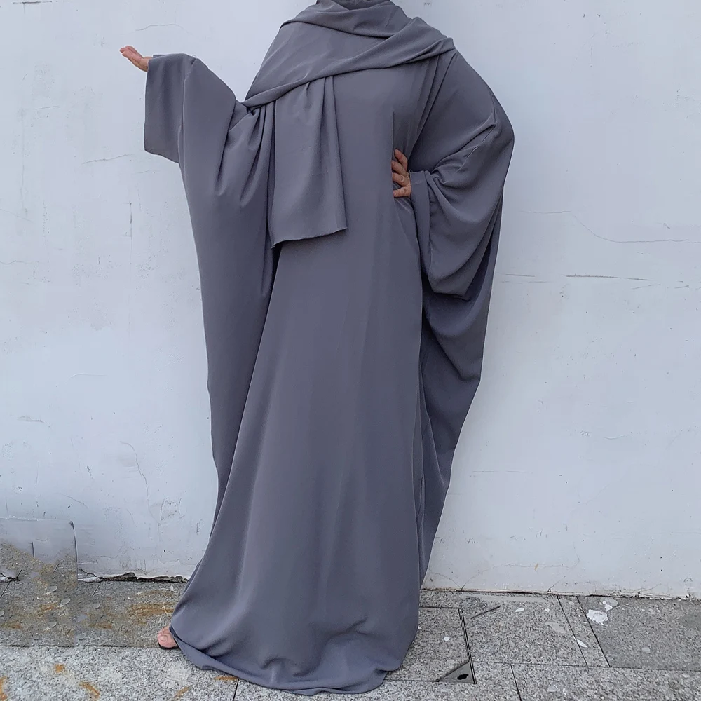 Ramadan Muslim Abaya One Piece Prayer Dress Turkey Nida Batwing Abayas for Women Dubai Kaftan Hijab Robe Jilbab Islamic Clothes