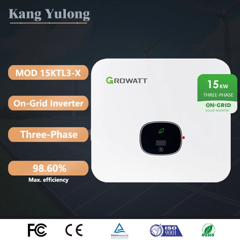 Growatt Mod 15Ktl3-X 10Kw 15Kw 3 Fasi Con Display Lcd Oled [Wifi Gratuito] Inverter Solare Su Rete