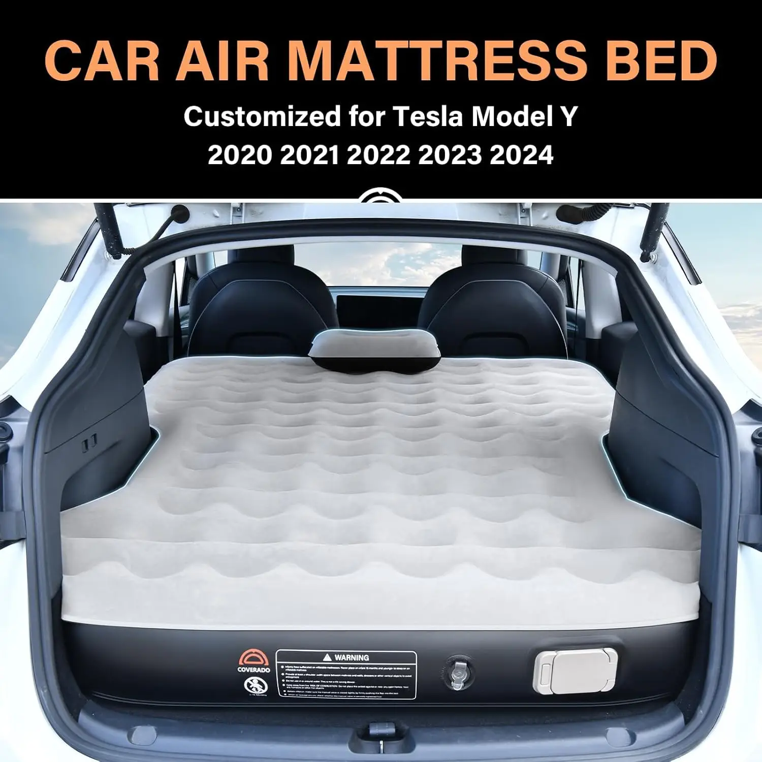 Car Air Mattress For  Model Y, Self Inflating Car Sleeping Pad With Wireless Air Pump, 7"" Thiened  Model Y Mattress, Comfort 4