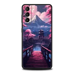 Japanese Landscape Soft Black Phone Case for Samsung S20 FE (A2)