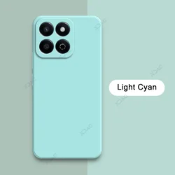 Luxury Dual Layer Cellphone Case with Full Camera Protection - Fashionable Soft Square Liquid Silicone Armor for Honor X7c (Light Cyan)