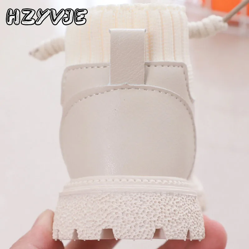 Children's Winter Fashion Boots Added Thick and Warm Leather Boot Waterproof and Lightweight Girls Plush Cotton Shoes Size 21-30