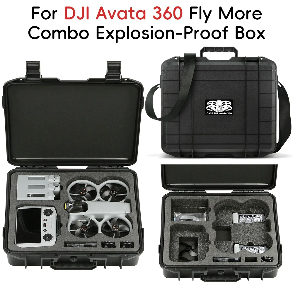 DJI 아바타 360 드론용 방폭 보관함, 휴대용 보호 여행용 하드쉘 케이스 (숄더 스트랩 포함)