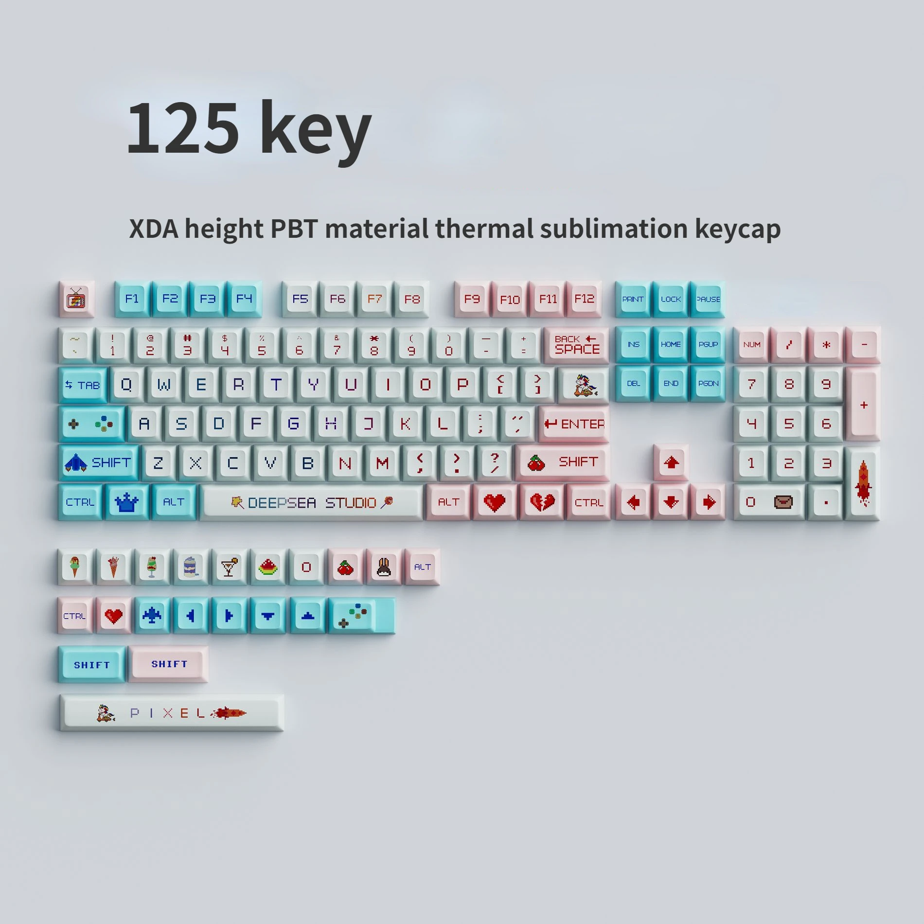 

Pixel Battle 125 Key English XDA High PBT Hot Sublimation Customized Mechanical Keyboard Caps Anime Keycaps Pink