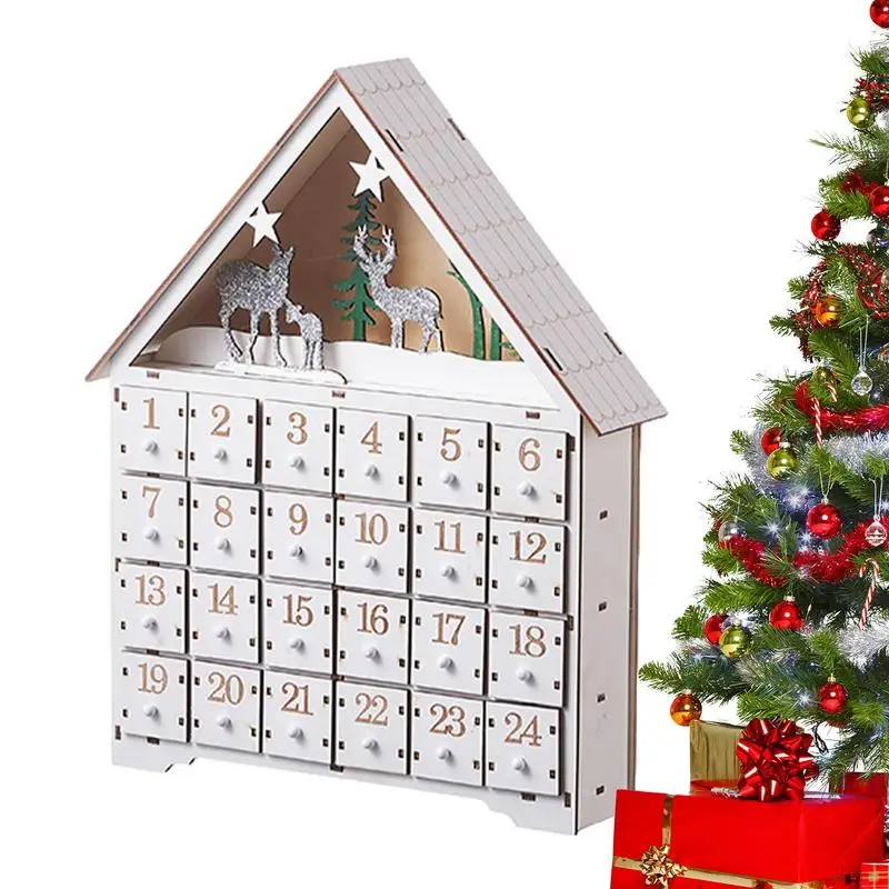 

Christmas Wooden Advent Calendar Village House Countdown To Christmas Ornament With 24 Drawers Box Decorations Gifts