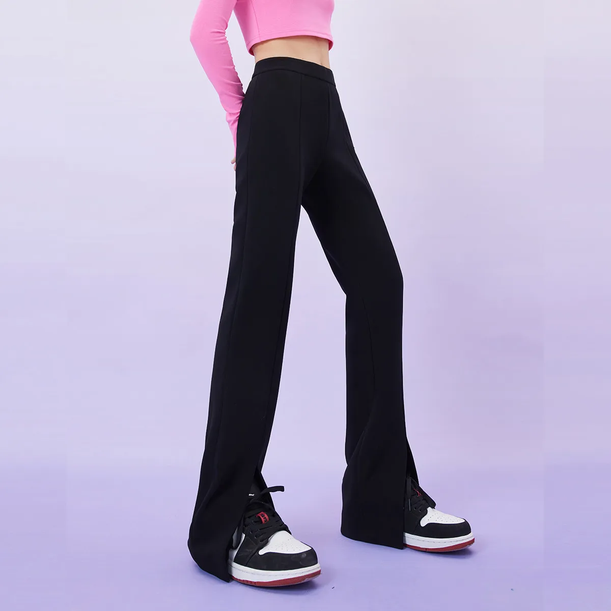 UNIFREE High Street Horns Balack Women's Pants High-waisted Minimalist Fashion Basics y2k Pans for Women