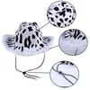 Fashionable Cowboy Hat Simple Solid Color Fur Edge Leopard Print Party Hat Women Men Performance Lanyard Fancy Dress Hat 6