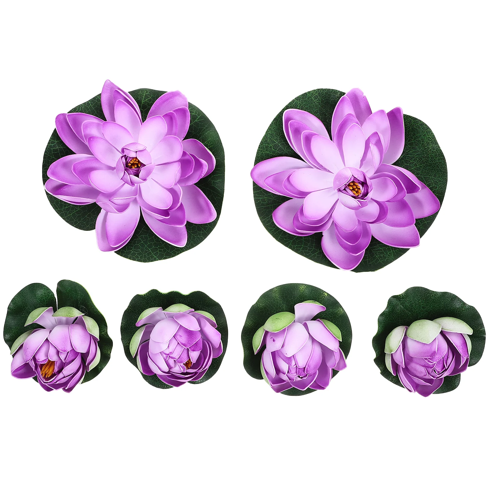 

6 PCS Artificial Pond Plants Fake Lotus Flowers Lily Pads Decor Floating Water Lilies Betta Fish