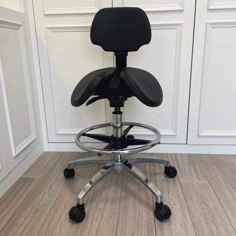 Hydraulic Saddle Stool Office Chair with Backrest Rolling Adjustable Height for Clinic Dentist Spa Massage Medical Salons Studio