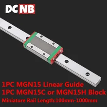 

1PC MGN7 MGN9 MGN12 MGN15 Miniature Linear Guide Track Length 100mm-1000mm and 1PC MGN C/H Slider Block for Cnc 3D Printer Part