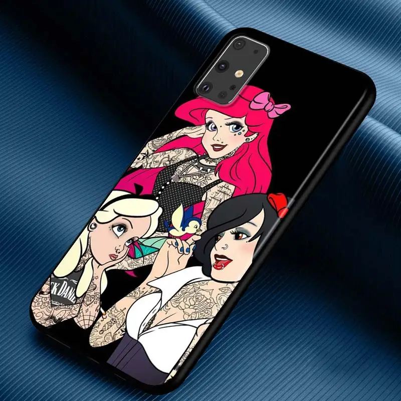 Funda de silicona suave para teléfono Samsung Galaxy S24 S23 S22 S21 S20 Ultra Plus Pro S10 S9 S8 S7 4G 5G con tatuaje de princesa de Disney