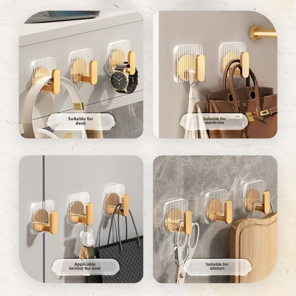 Luxury Gold Square Adhesive Hook - No-Drill Heavy-Duty Wall-Mounted Towel Hanger
