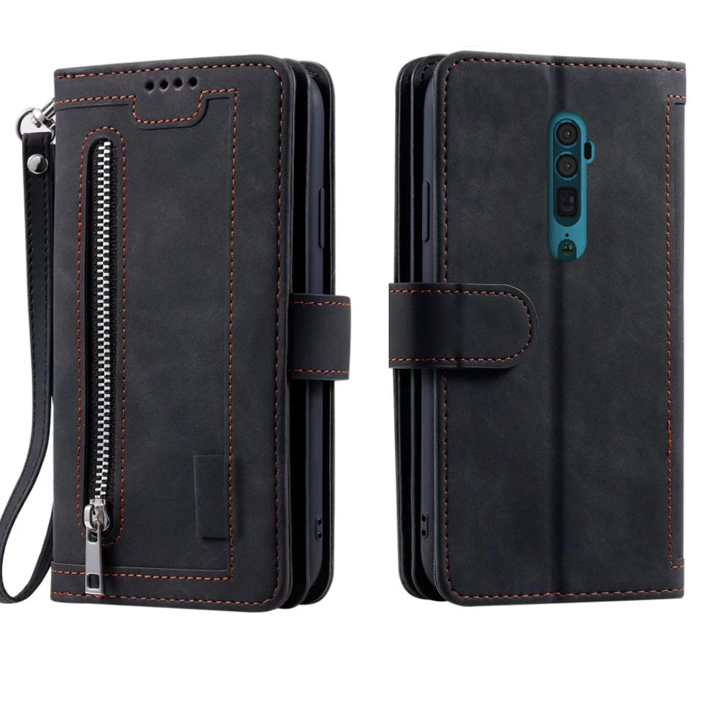 Luxury Zipper Wallet Case with Card Slots & Wrist Strap for Smartphones - Carnival Edition