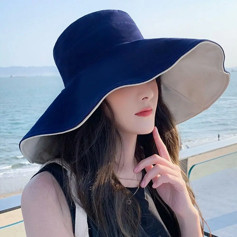 Anti-UV Big Brim Sunscreen Hats Caps Fisherman Cap Double-sided Foldable Bucket Hat for Women Girls Summer Sun Hat Visor sun hat bucket hat women bucket hat women hat