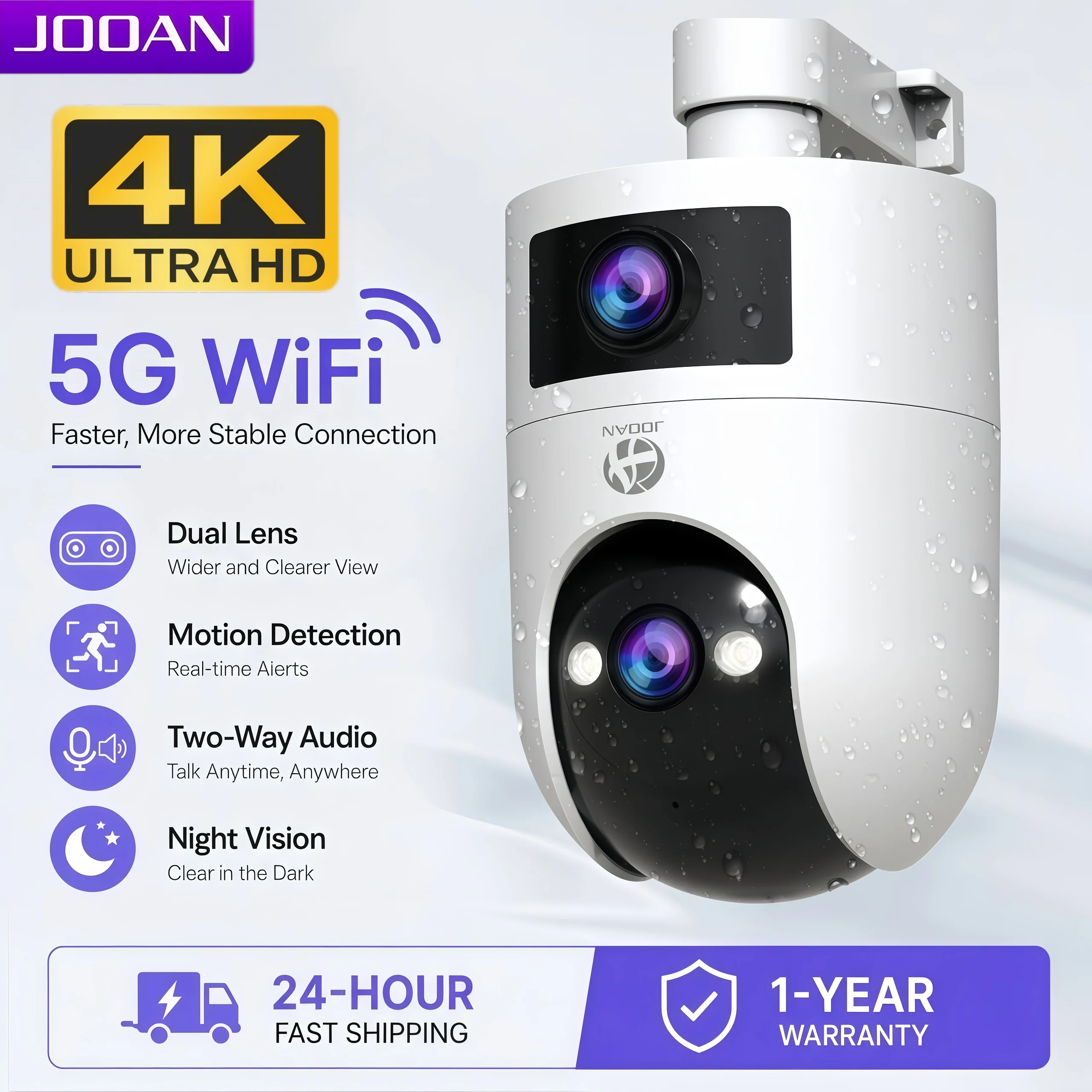 4K Ultra HD Outdoor PTZ Camera with Dual Lens and Auto Tracking