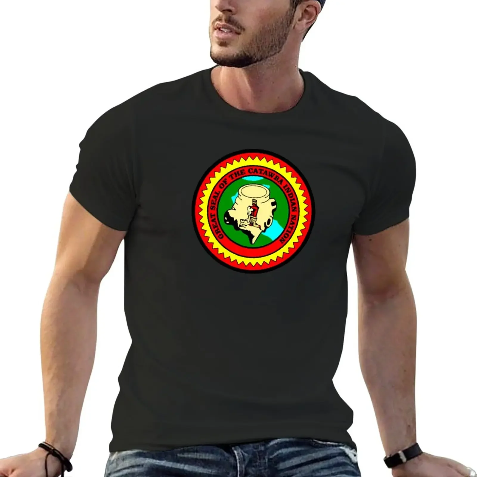 

Great Seal Of The Catawba Indian Nation T-Shirt vintage customs design your own tees men clothes
