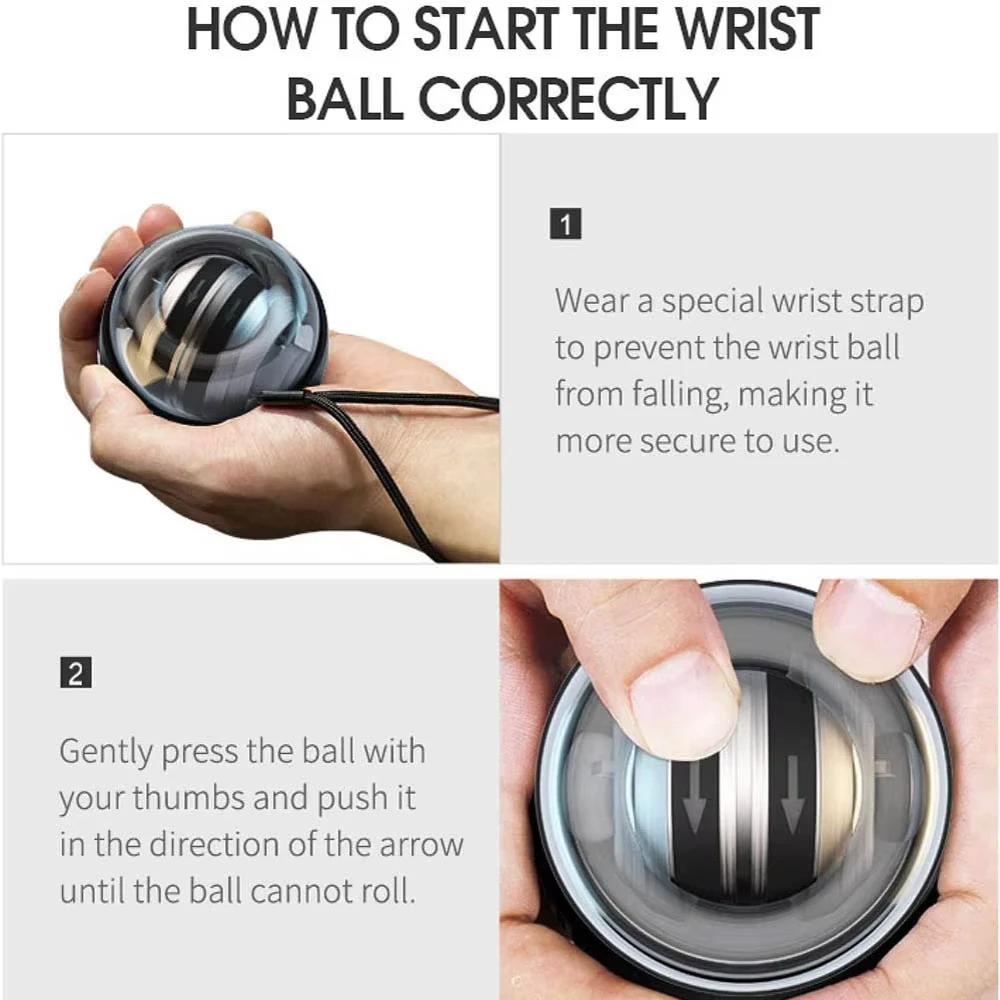 Hand Strengthener Wrist Power Ball Auto-Start Grip Ball Gyroscopic Arm Gyro Home Fitness Forearm Exerciser