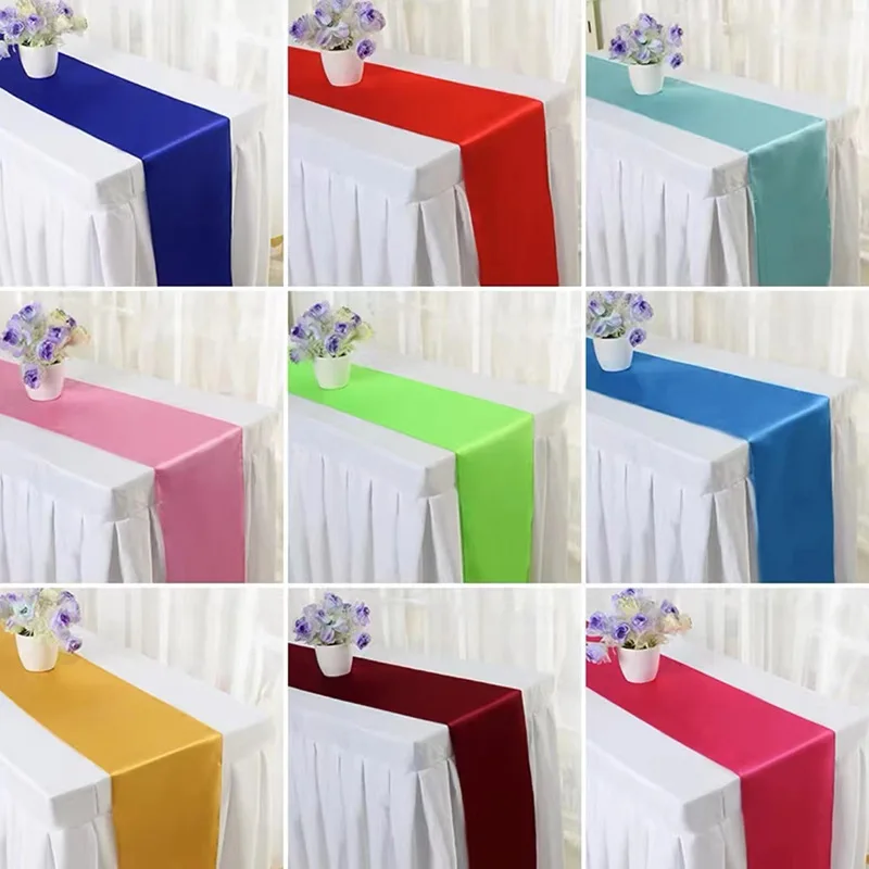 

2Pcs Satin Ribbon Luxury Dining Table Runner 30cm X 275cm Wedding Party Events Supply Christmas Home Modern Coffee Decoration