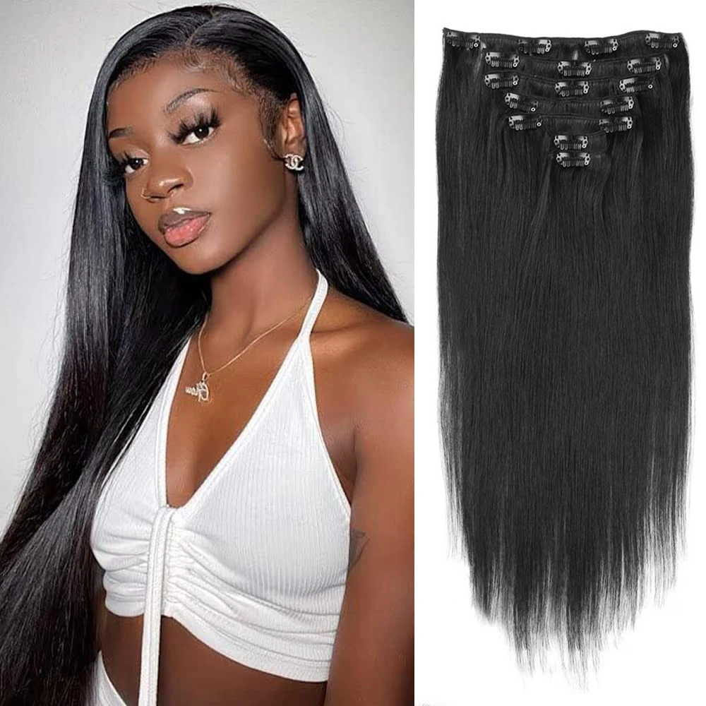 Straight Hair Clip In Human Hair Extensions 613 Bleached Blonde 7
