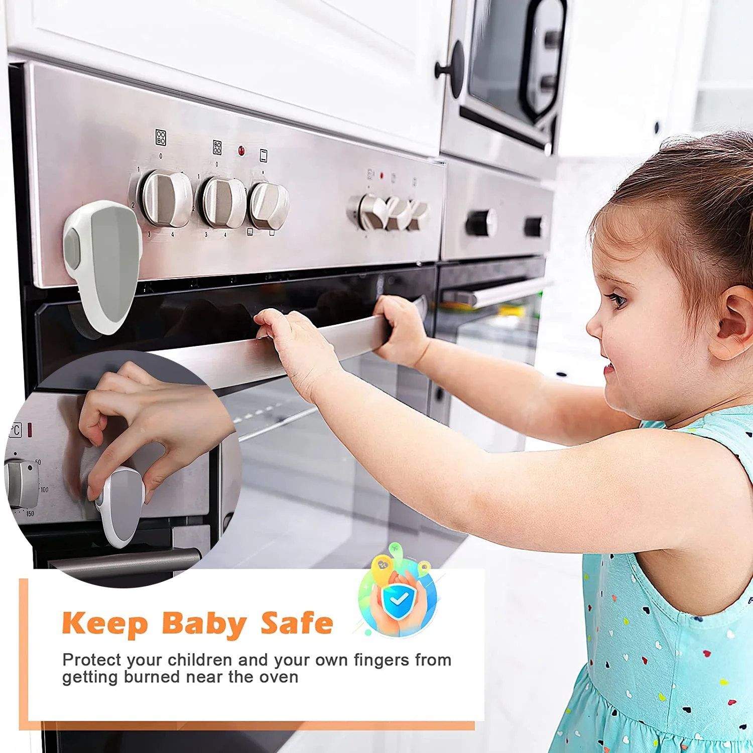 Child Safety Oven Lock ABS Material High Temperature Resistant Simple Installation No Tools Required 1/2Pcs