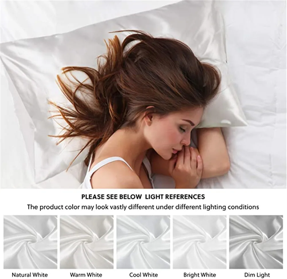2pcs/lot Solid Silky Satin Skin Care Pillowcases Hair Anti Pillow Case Queen Size Envelope Pillow Covers for Home Hotel Travel 3