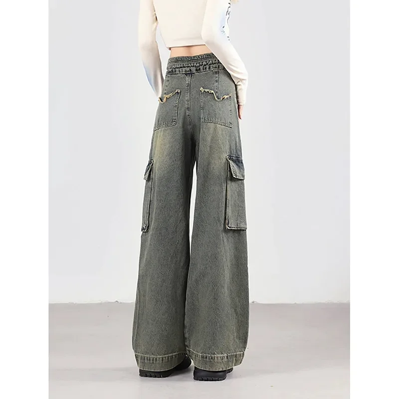 Women's Vintage Baggy Blue Jeans High Waist Denim Trousers Korean 2000s Y2k Harajuku 90s Aesthetic Oversize Pants Trashy Clothes