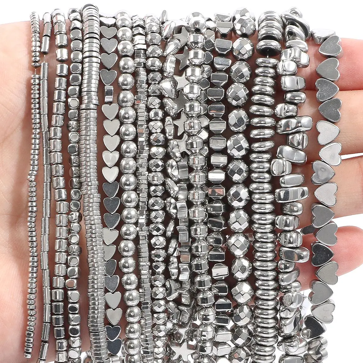 Rhodium Hematite Stone Beads 1