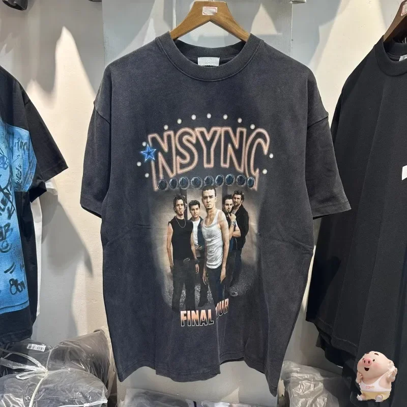 

Уличная одежда, высокое качество, винтажные футболки Nsync рок-группы для мальчиков, мужские и женские топы, футболки, футболки с круглым вырезом