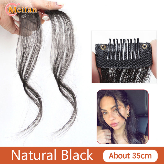 MEIFAN Synthetic Topper Hairpiece False Bang Clip-In Bangs Extension Natural Fake Fringe Invisible Clourse Hairpiece for Women - natural black-200661257