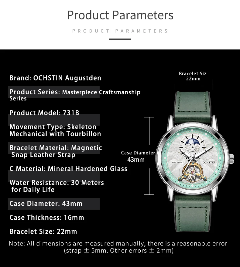 Men's Automatic Mechanical Watch With Tourbillon And Open Heart_voghion.com