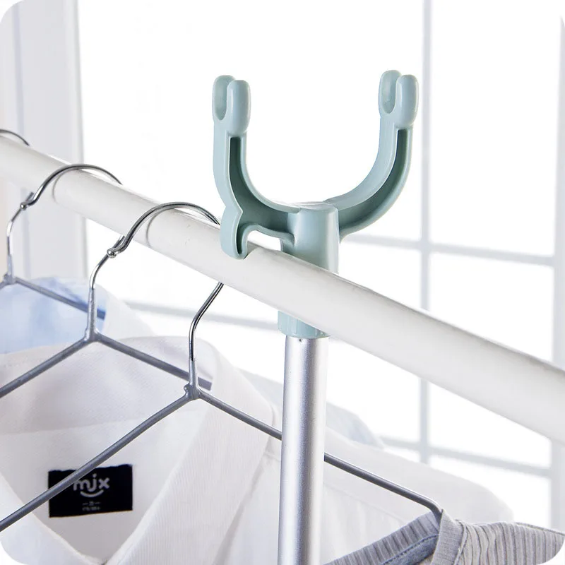 Multifunctional plastic telescopic clothes drying rod shower curtain fork rod home simple telescopic clothes drying rod 3