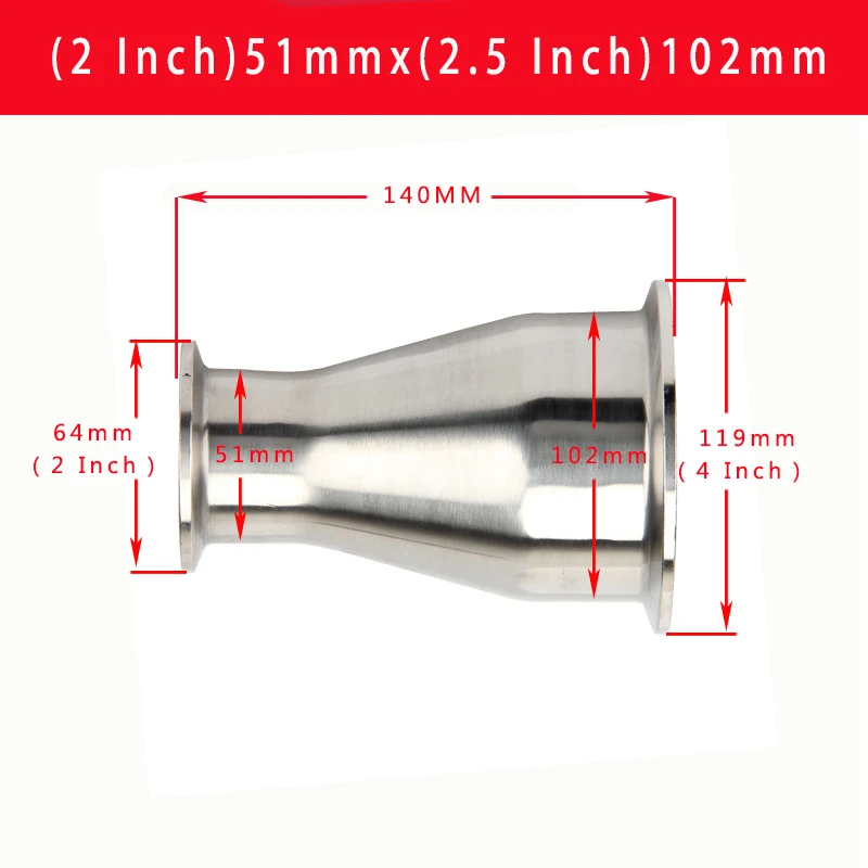 304 aço inoxidável tubo redutor, Tri Clamp,