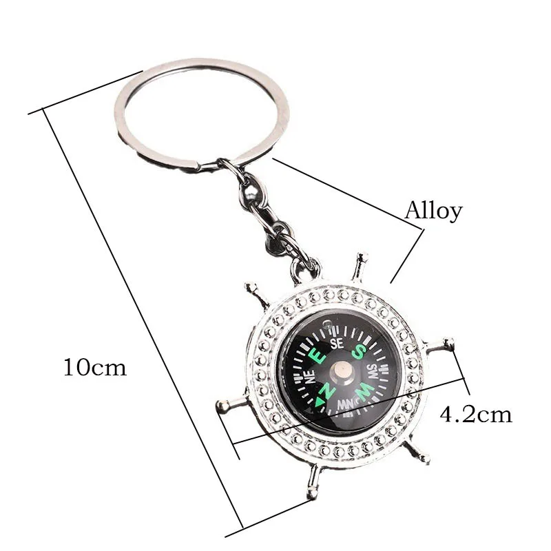 Metal Compass Keychain Pendant for Men and Women