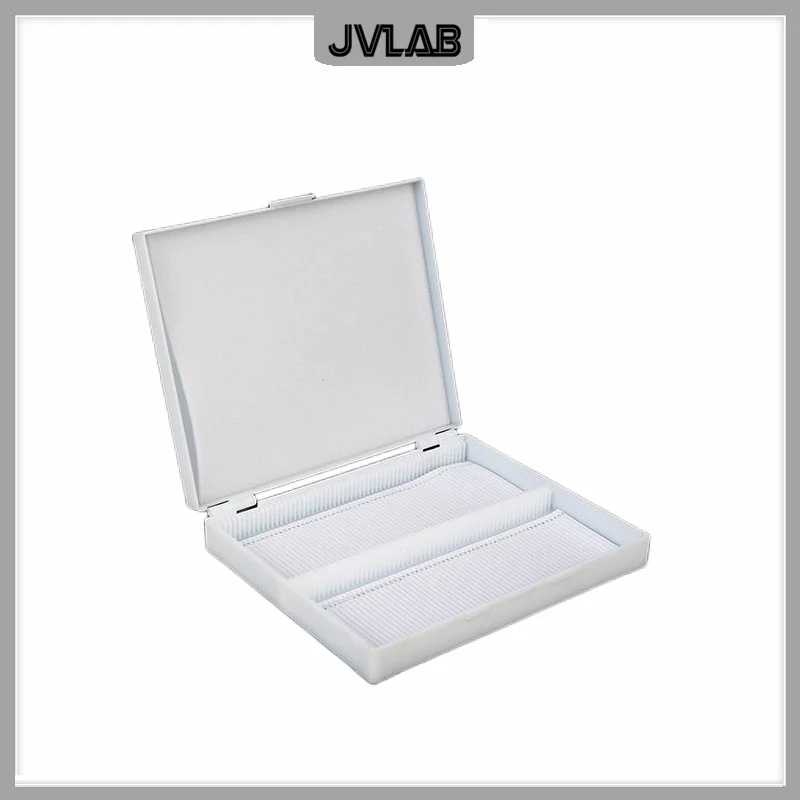 Bio Slice Box Microscope Slide Storage Box Biological Pathology Plastic Slice Cassette up to 100 Slides ABS Solide Holder 2 PCS