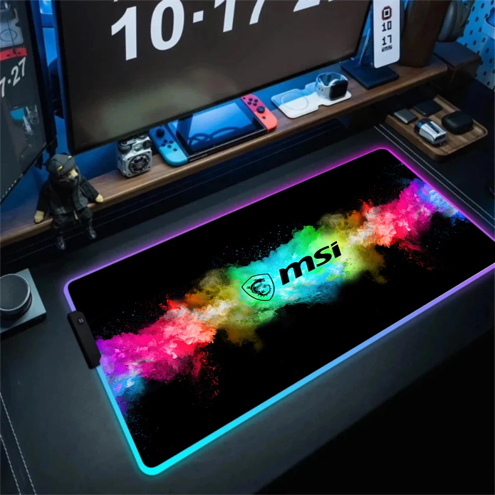 

Large M-MSI RGB Mouse Pad XXL LED Anime Mousepad 900x400mm Gamer Big Carpet Surface Mouse Mat PC Desk Pad Cute Mat with Backlit